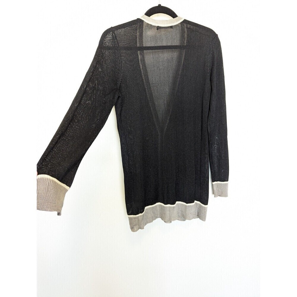 Nic+Zoe Women Longline Cardigan Size M Black Viscose Lightweight Sweater Teacher - Picture 6 of 10
